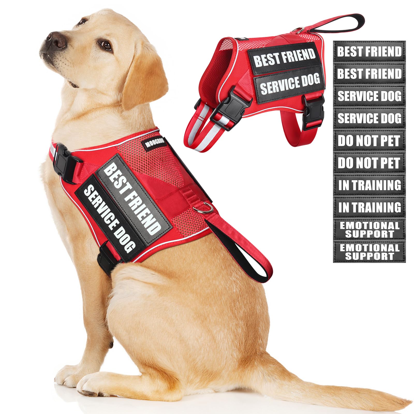 Harness for assistance dogs and emotional support dogs – Lightweight, adjustable reflective vest for walking and training
