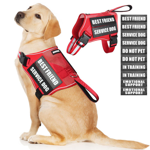 Harness for assistance dogs and emotional support dogs – Lightweight, adjustable reflective vest for walking and training
