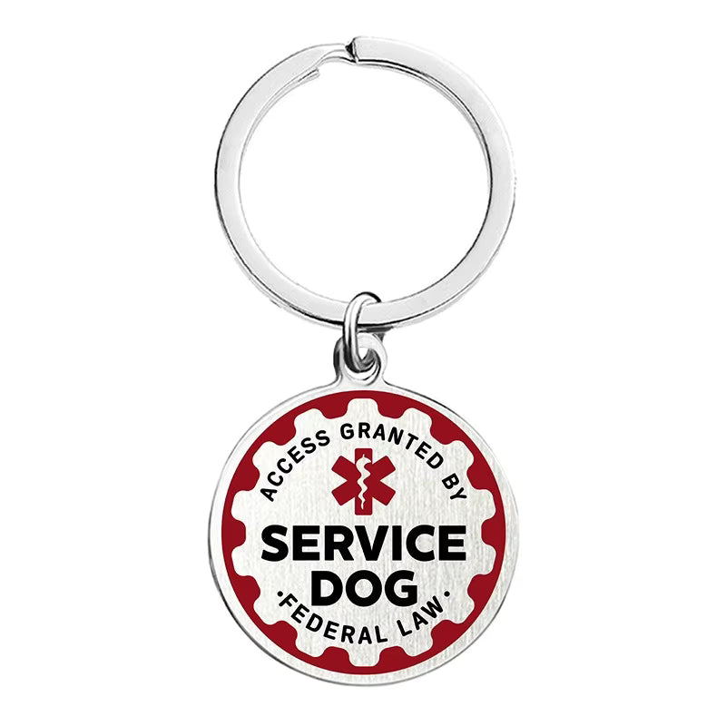 Service Animal and Emotional Support Animal (ESA) Identification Tag – Red Medical Badge with Federal Protection for Harness or Collar