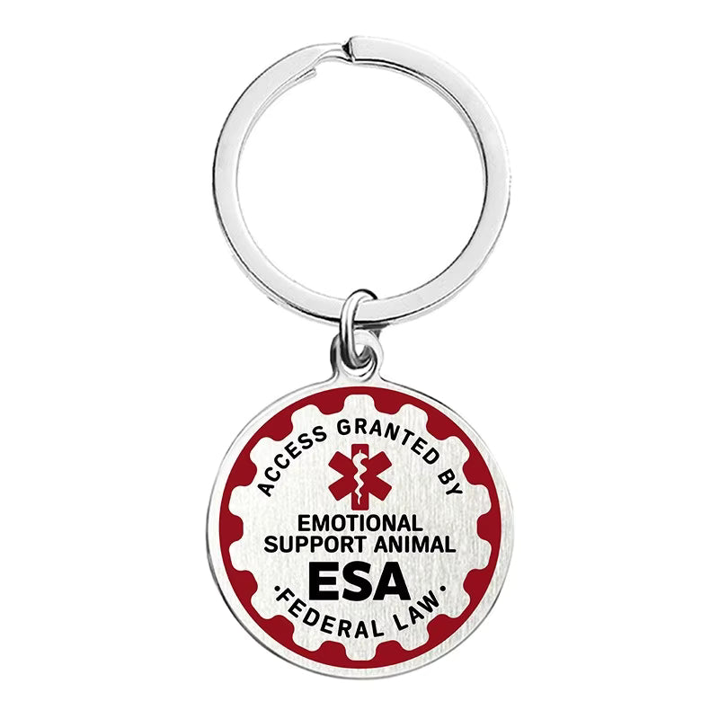 Service Animal and Emotional Support Animal (ESA) Identification Tag – Red Medical Badge with Federal Protection for Harness or Collar