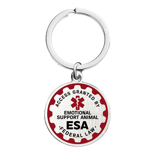 Service Animal and Emotional Support Animal (ESA) Identification Tag – Red Medical Badge with Federal Protection for Harness or Collar