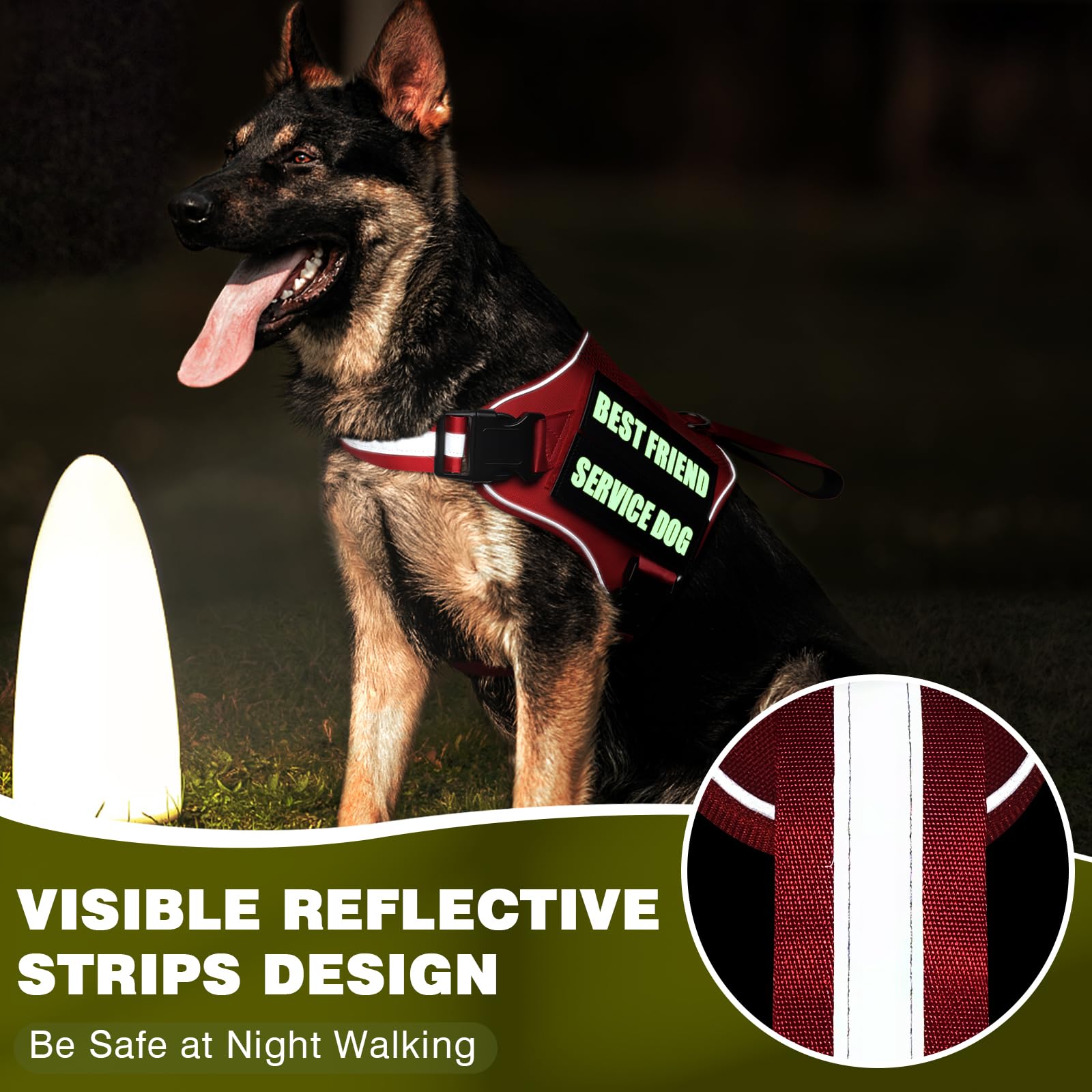 Harness for assistance dogs and emotional support dogs – Lightweight, adjustable reflective vest for walking and training